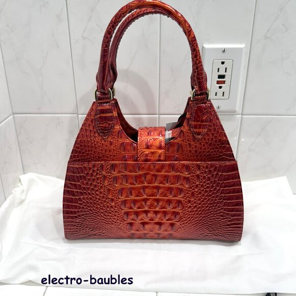 NWT Brahmin Adrian Radiant Red Melbourne Embossed Leather Satchel - CHRISTMAS! - Picture 2 of 13